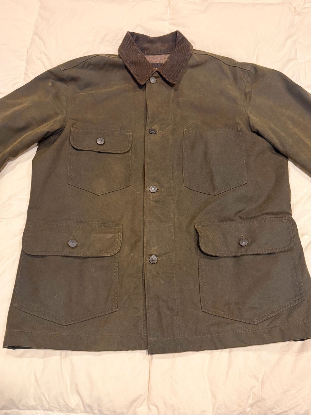 Buck Mason Men's Alley Stevensons Waxed Olive Brown Field Jacket